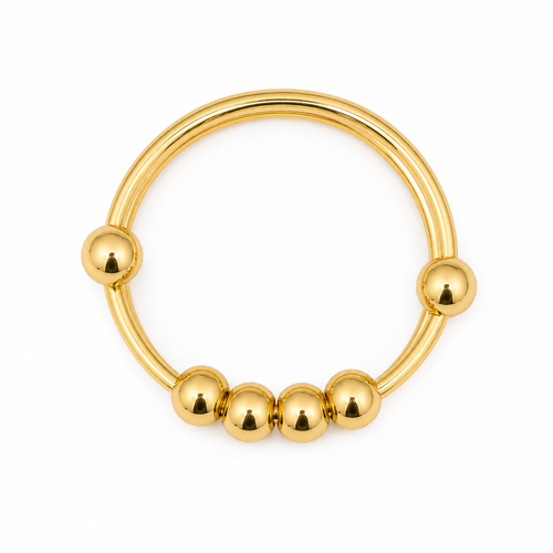 Gold-Plated Adjustable Beaded Ring – Medium