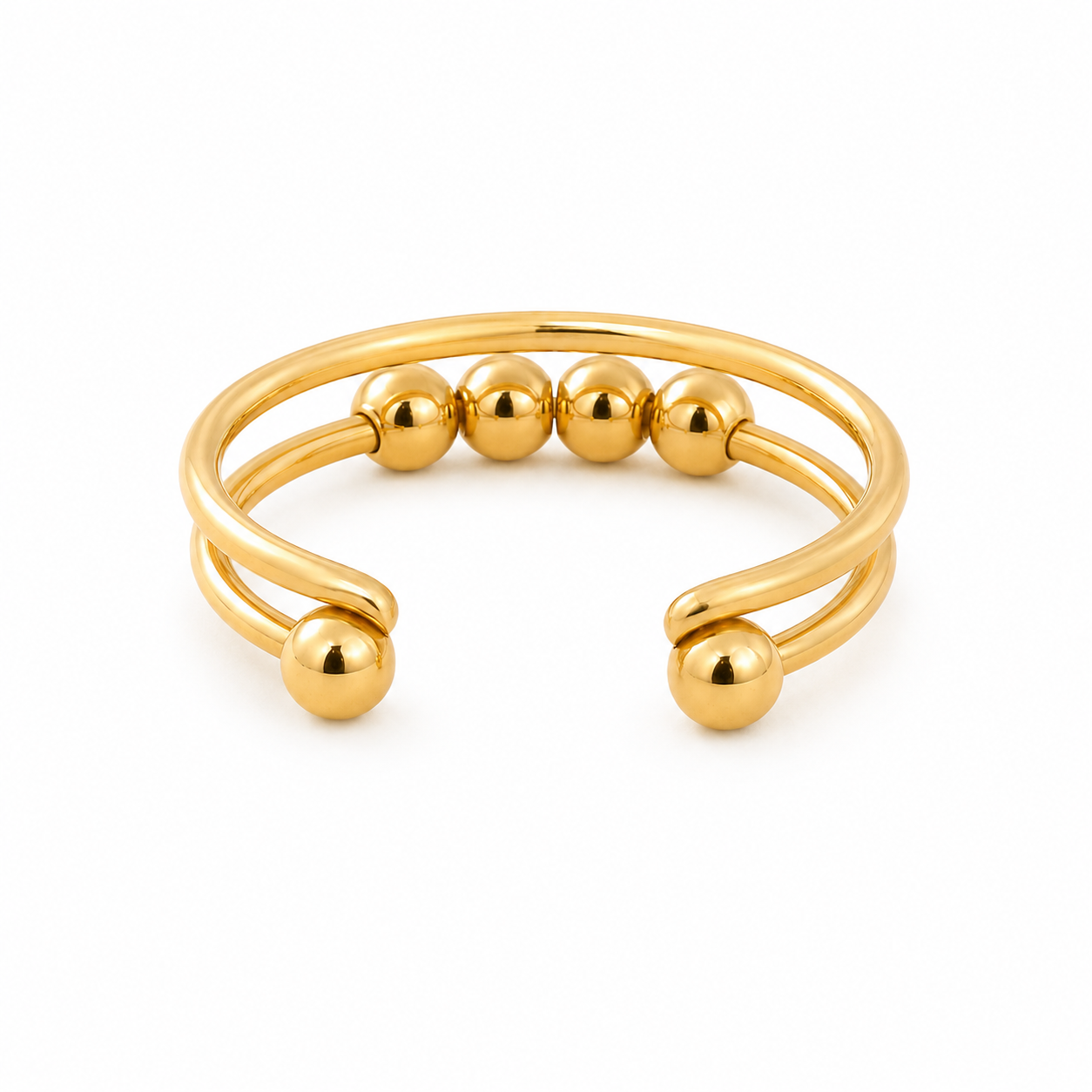 Gold-Plated Adjustable Beaded Ring – Medium