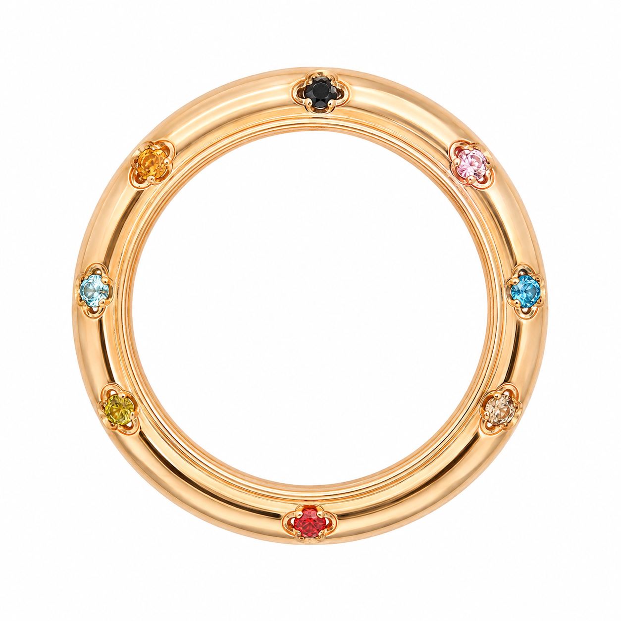 Rose Gold Plated Multicolor CZ Spinner Ring – Medium