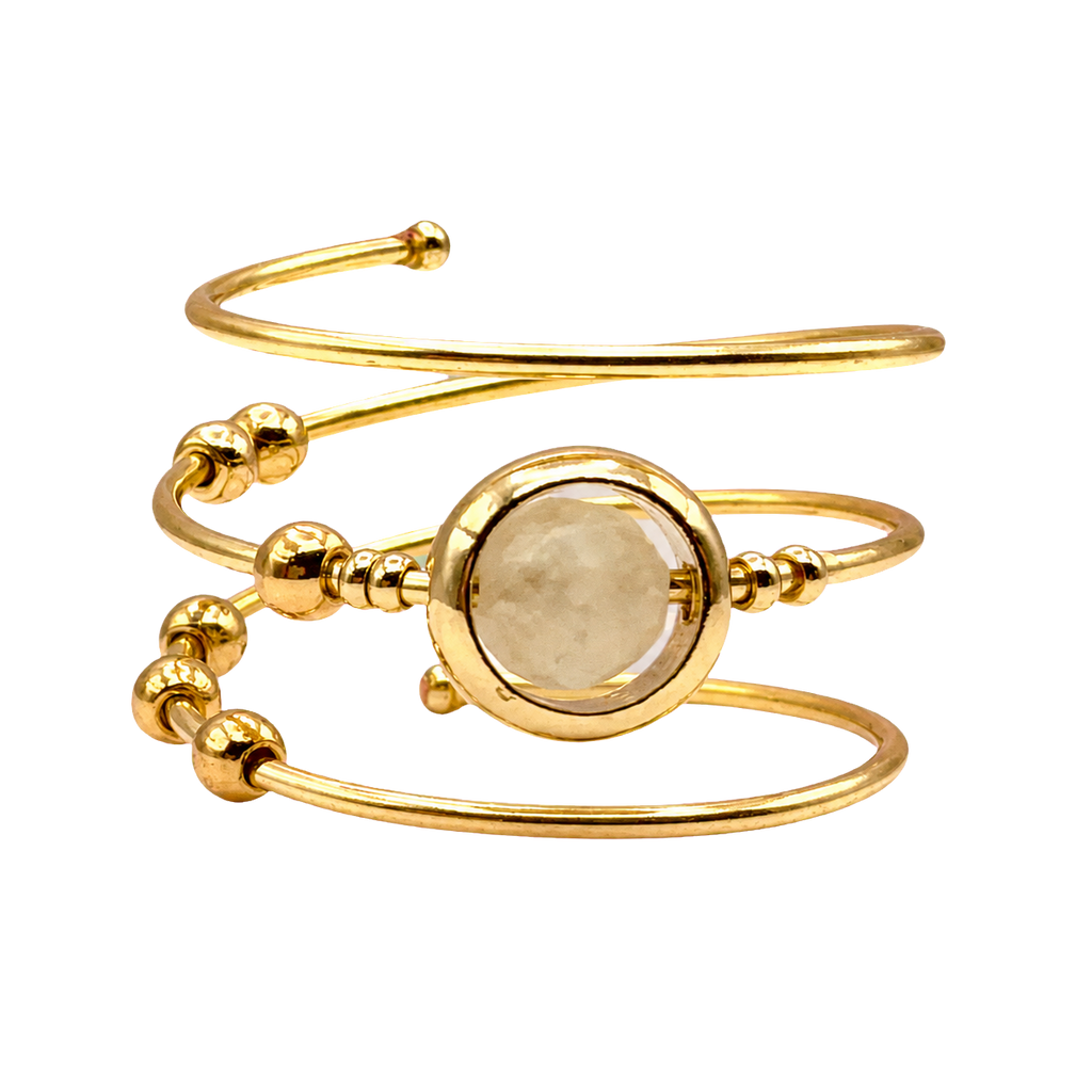 Gold-Plated Adjustable Moonstone Rotating Fidget Ring