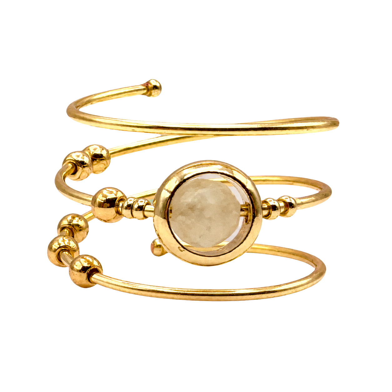 Gold-Plated Adjustable Moonstone Rotating Fidget Ring
