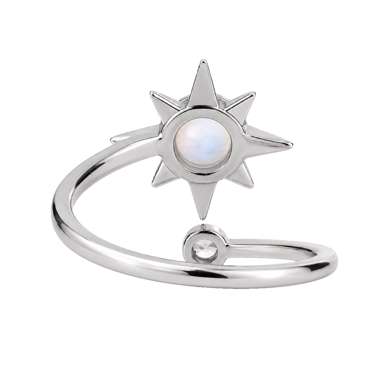925 Sterling Silver Adjustable Opal Ring White Gold Plated Medium