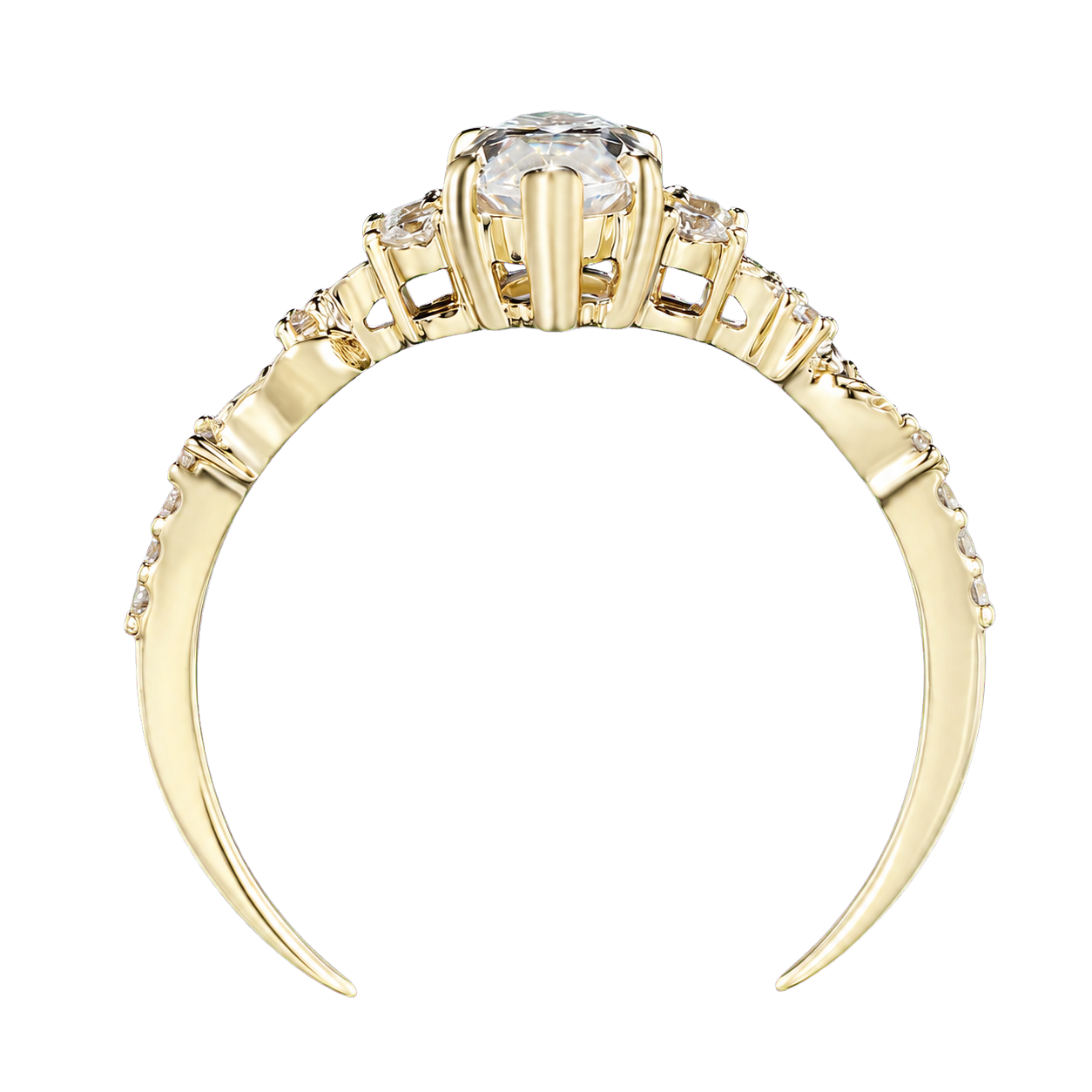 18K Yellow Gold Marquise Moissanite Engagement Ring
