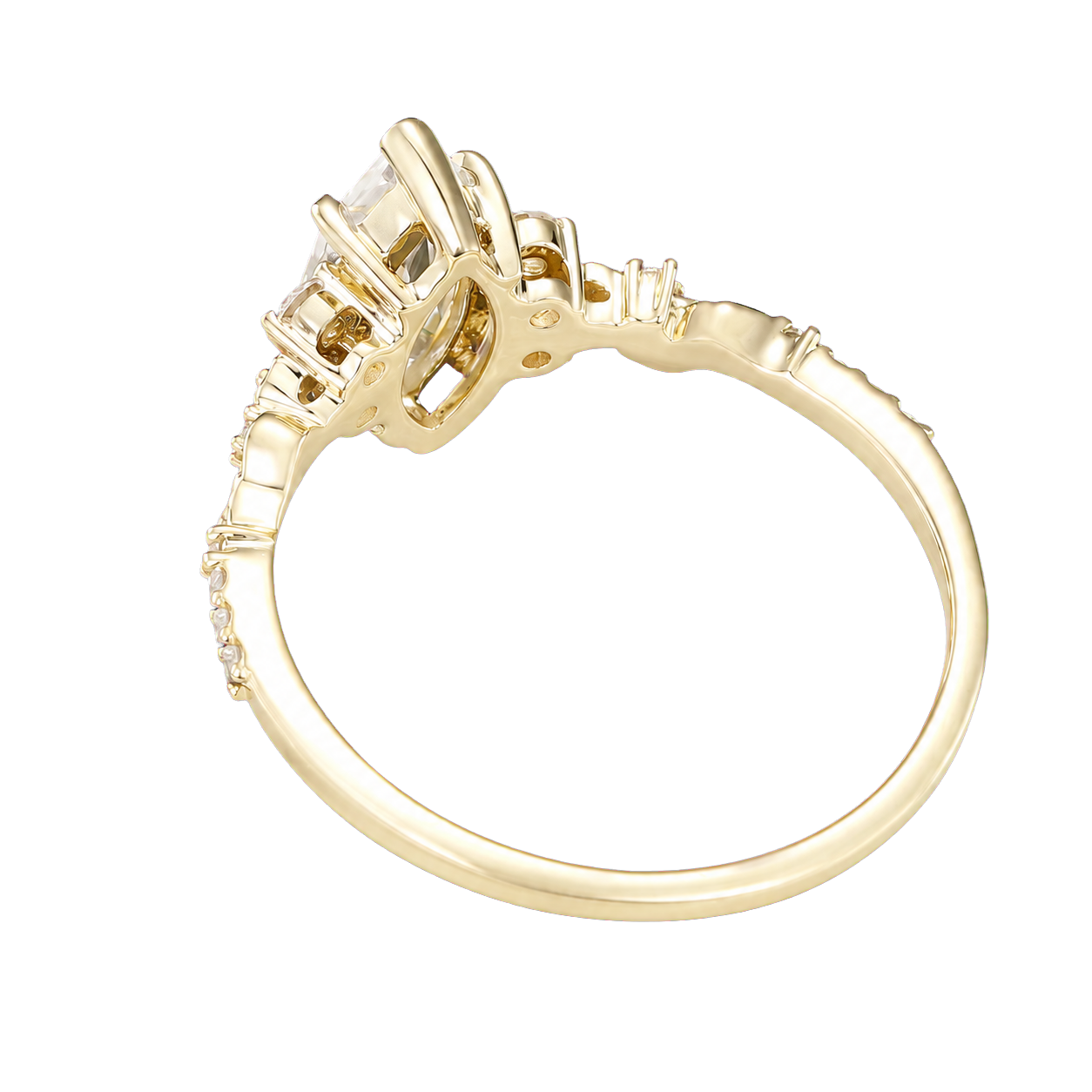 18K Yellow Gold Marquise Moissanite Engagement Ring