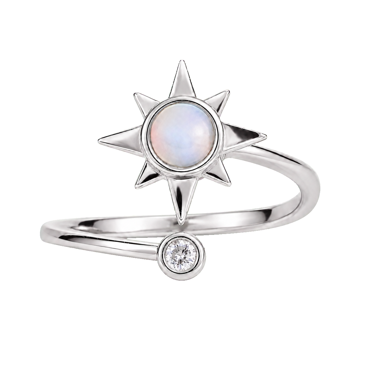 925 Sterling Silver Adjustable Opal Ring White Gold Plated Medium